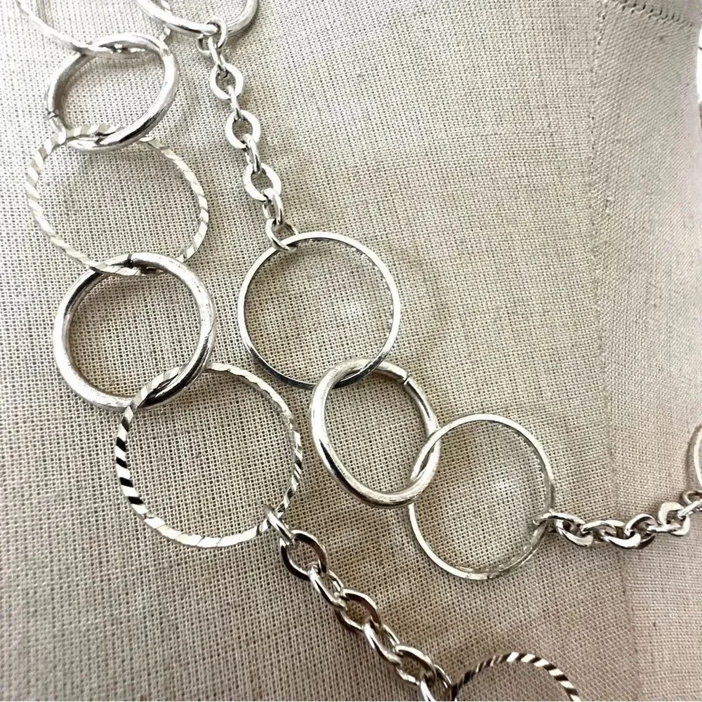 Elegant Silver double Chain circle Necklace